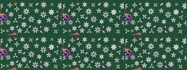 Raster illüstrasyonu. 3D çiçekler, eskiz. Yeşil renklerde.