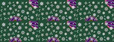 Raster illüstrasyonundaki çiçek desenli çizim. Yeşil renkli çiçekler. Renkli Yaz Temalı eskiz kalıbı. Düz Çiçek Elementleri Tasarımı.