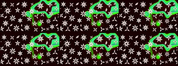 Çiçekli karalama şeklinde Raster çiçek deseni. Yumuşak, bahar çiçekleri siyah renklerde. Raster illüstrasyonu.