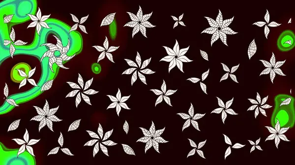 Raster illüstrasyonu. Klasik çiçek tasarımı elementleri. Siyah kıvırcık çiçekler siyah renklerde şekillenir.