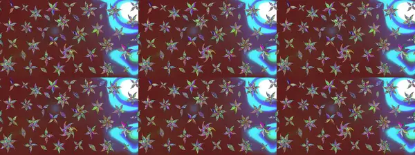 Bir sürü kahverengi ve soyut çiçekli tropik eskiz deseni. Varicolobrown Raster çizimi. Küçük çiçekte sevimli çiçek deseni var..