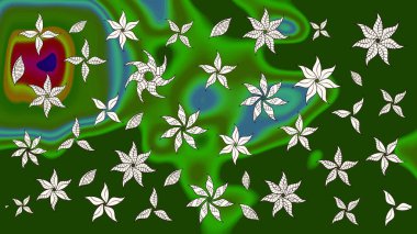 Üst manzara, yumuşak stil. Çiçek kompozisyonu, el boyası, hassas şablon. Sevgililer günü ve tebrik kartı konsepti için şık bir davetiye. Yeşil renkte manzaralı çiçek deseni.