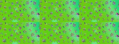 Üzerinde gelincikler ve vadi zambakları olan renkli çiçek desenli nakış deseni. Tekstil tasarımı için yeşil renkli geleneksel halk çiçekleri buketi.