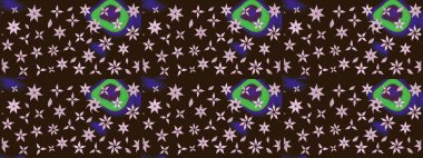 Raster illüstrasyonu. Çizim çiçek deseni duvar kâğıdı olarak kullanılabilir. Kahverengi renkte çiçekler.