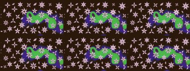 Düz Çiçek Elementleri Tasarımı. Kahverengi renkli çiçekler. Raster illüstrasyonundaki çiçek desenli çizim. Renkli Bahar Teması çizim şablonu.