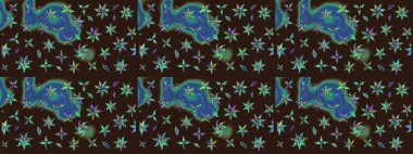 Düz Çiçek Elementleri Tasarımı. Raster illüstrasyonu. Şirin çiçek elementleri. Renkli Bahar Teması eskiz kalıbı. Çizim deseni Modaya uygun kumaş deseni.