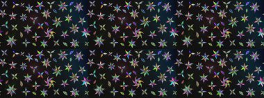 Süslü kumaş deseni. Düz Çiçek Elementleri Tasarımı. Raster illüstrasyonundaki çiçek desenli çizim. Renkli Bahar Teması çizim şablonu.