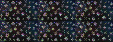 Renkli Bahar Teması eskiz kalıbı. Süslü kumaş deseni. Raster illüstrasyonundaki çiçek desenli çizim. Düz Çiçek Elementleri Tasarımı.