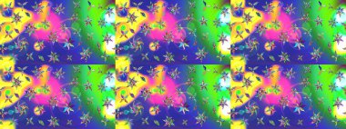 Yeşil renkli çiçekler. Hediye ambalaj kağıdı, tebrik kartları, posterler ve pankart tasarımı. Raster düz çiçek çizim deseni.