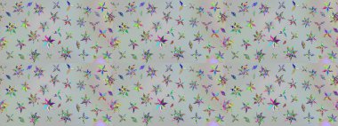 Çiçek deseni. Gri renkli çiçekler. Gri renkli çiçek çizimi. Raster illüstrasyonu. Şatafatlı bahar bahçesi dokusu.