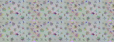 Elle çizilmiş çiçek desenli Raster çizimi. Çocuksu tasarım. Gri arka planda. Tekstil, kumaş, ambalaj, hatıra defteri için güzel çiçek arkaplanı..