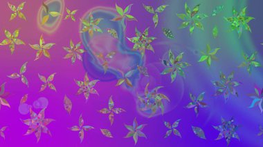 Mor renkli bitkilerden oluşan parlak çiçekli çizim deseni.