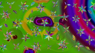 Çiçek ve yapraklı çiçek deseni. Raster illüstrasyonu. Küçük çiçekli şirin desen.