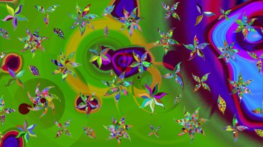 Modern gelişim yeşil raster arka plan duvar kâğıdı illüstrasyonu klasik çizgili, desenli desenli çiçekler, çiçekli süsler. Çiçekli el çizimi çizimi deseni.