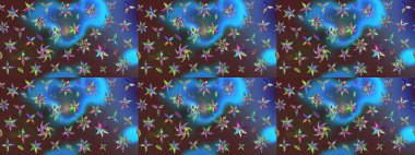 Halk tarzı. Modern çiçek arkaplanı. Parlak renkli çiçekleri ve mavi yaprakları olan harika bir çiçek deseni. Moda baskıları için zarif bir şablon.