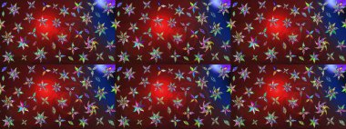 Çiçekli ipek eşarp. El çizimi çiçek unsurları olan soyut çizim raster deseni. 1950-1960 motifleri. Retro tekstil tasarım koleksiyonu. Kahverengi üstüne kahverengi.