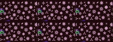 Raster Floral Illustration, Asyalı tekstil. Kahverengi renkli etnik çiçeklerle zarif bir eskiz deseni..