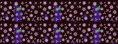 Raster deseni. Küçük çiçekte güzel bir desen var. - Kahverengi çiçekler. Çiçek kompozisyonu. Çiçek kolajı. Doğa. Çiçek arka planı.