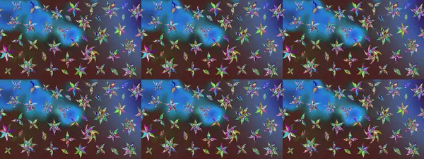 Raster illüstrasyonundaki çiçek desenli çizim. Suluboya tarzında mavi renkte çiçekler.