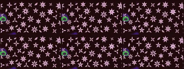 Raster Floral Illustration, Asyalı tekstil. Kahverengi renkli etnik çiçeklerle zarif bir eskiz deseni..