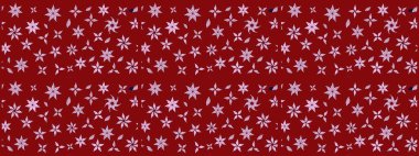 Düz Çiçek Elementleri Tasarımı. Renkli Bahar Teması eskiz kalıbı. Kırmızı renkte çiçekler. Raster illüstrasyonunda çiçek deseni çizimi.