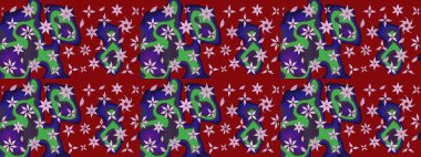 Kırmızı renkte etnik çiçeklerle süslenmiş zarif bir eskiz şekli. Raster Çiçek İllüstrasyonu güzel tekstil..