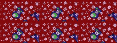 El çizimi. Güzel kumaş deseni. Raster illüstrasyonu. Çiçekler, dallar, otlar ve çiçekler.