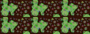 Kahverengi renkli bitkilerden oluşan parlak çiçekli çizim deseni.