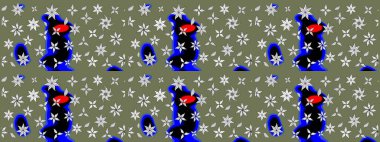 Raster illüstrasyonu. Güzel kumaş deseni. Karalama çiçeği. Düz Çiçek Elementleri Tasarımı. Zentangle soyut çiçekleri. Renkli Bahar Teması çizim şablonu.