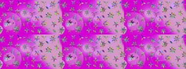 Küçük çiçekte hoş bir çiçek deseni var. Parlak çiçekli eflatun renkler üzerine soyut çizim deseni. Çiçek elementli zarif raster dokusu..