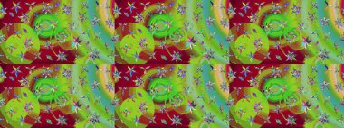 Klasik çiçek tasarımı elementleri. Raster illüstrasyonu. Yeşil kıvırcık çiçekler yeşil renkte şekillenir.