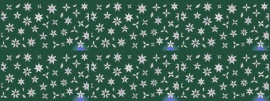 Çocuksu tasarım. Tekstil, kumaş, ambalaj, hatıra defteri için hoş bir çiçek arkaplanı. Elle çizilmiş çiçek desenli Raster çizimi. Yeşil arkaplanda.