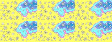 Yatak çarşafları, ceket, paket tasarımı, kumaş ve moda kavramları için tekstil baskısı. Çiçekleri, deniz kabukları, mandalaları ve suluboya efektleriyle donanma geçmişi. Çizim kalıbı etnik tasarım.