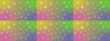 Raster düz çiçek çizim deseni. Hediye ambalaj kağıdı, tebrik kartları, posterler ve pankart tasarımı. Tarafsız renklerde çiçekler.