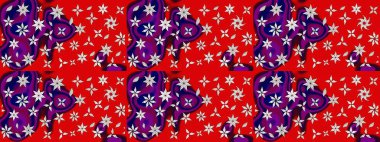 Raster illüstrasyonu. Asya tekstil tarzında. Güzel kumaş deseni. Düz Çiçek Elementleri Tasarımı. Çiçek desenli çizim. Renkli Bahar Teması çizim şablonu.