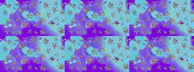 Düz Çiçek Elementleri Tasarımı. Sevimli çiçek raster deseni. Mavi renkli çiçekler. Renkli Bahar Teması çizim şablonu.