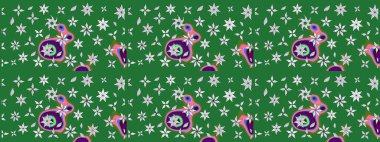 Poster ya da kapak için arka plan. Şirin, zarif çiçekler Raster illüstrasyonu. Yapraklı çizim şekli. Davetiye ve kartpostal tasarımı için dekoratif çiçek unsurları. Tekstil için figür.