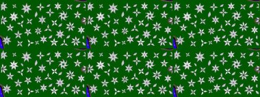 El çizimi çiçekli soyut çizim kalıbı. Yeşil renkli çiçekler. Raster illüstrasyonu.