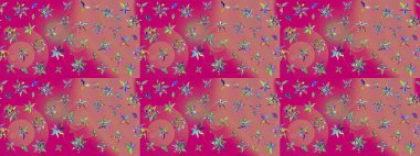 Raster illüstrasyonu. Küçük çaplı çiçeklerdeki basit şirin desenler. Tekstil veya kitap kapakları, imalat, duvar kağıtları, baskı, hediye paketi ve yapıştırma kitabı için çiçek eskiz geçmişi.