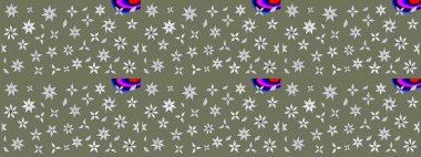 Raster Moda kumaş deseni. Şirin çiçekler. Çizgi çizimi deseni.