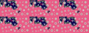 Raster çiçek desenli çiçek deseni, yapraklar, dekoratif elementler, sıçrama, lekeler, el çizimi kontur çizgileri ve Doodle çizim stili, grafik raster çizim çizimi.