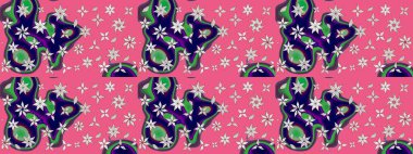 Patlayan çiçekler soyut olarak yerleştirilmiş. Raster illüstrasyonu. Yumuşak, pembe renkte bahar çiçekleri. Raster deseni.