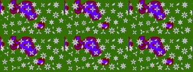 Çiçeksel çizim kalıbının yansıması. Vadinin yeşil renkli çiçekleri.