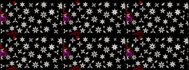 Raster illüstrasyonu. Şirin karalamalı çiçek desenli çizim. Raster illüstrasyonu. Eskiz tarzı siyah renkler. El yapımı çiçek ve bitki koleksiyonu.