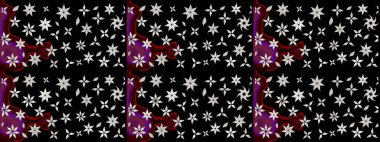 Robot resim. Şirin çiçek elementleri. Siyah renkli çiçekler. Raster illüstrasyonu.