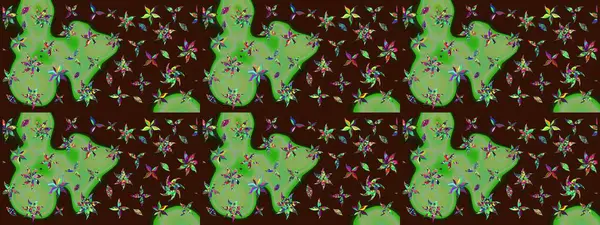 Kahverengi renkli bitkilerden oluşan parlak çiçekli çizim deseni.