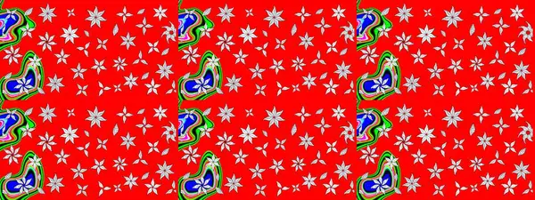 Renkli Bahar Teması eskiz kalıbı. Raster Modaya uygun kumaş deseni. Kırmızı renkli şirin çiçek deseni. Düz Çiçek Elementleri Tasarımı.