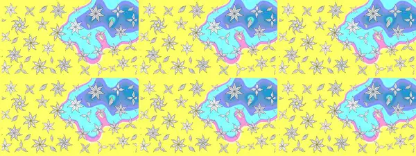 Yatak çarşafları, ceket, paket tasarımı, kumaş ve moda kavramları için tekstil baskısı. Çiçekleri, deniz kabukları, mandalaları ve suluboya efektleriyle donanma geçmişi. Çizim kalıbı etnik tasarım.