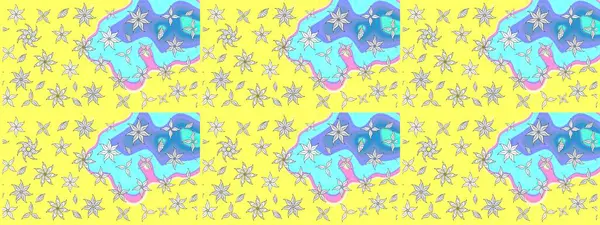 El çizimi. Çiçekler, dallar, bitkiler ve çiçekler. Raster illüstrasyonu. Güzel kumaş deseni.