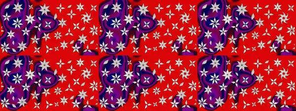 Raster illüstrasyonu. Asya tekstil tarzında. Güzel kumaş deseni. Düz Çiçek Elementleri Tasarımı. Çiçek desenli çizim. Renkli Bahar Teması çizim şablonu.